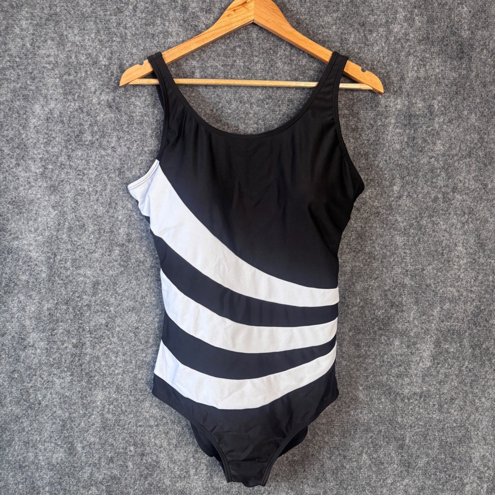 Classic Black & White One-Piece Swimsuit - Scoop Neck